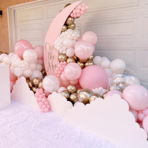 Pink Gold Balloons Set, 60Pcs 12 Inch Pastal Baby Pink Metallic Gold White Balloon with Gold Confetti Latex Balloons for Girls Women Birthday Wedding Baby Bridal Shower Party Decorations Supplies - Image 6