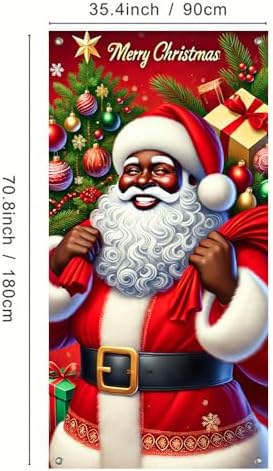 BlissYard Door Cover Santa Winter Wonderland 35x71 Inch Polyester - Image 3