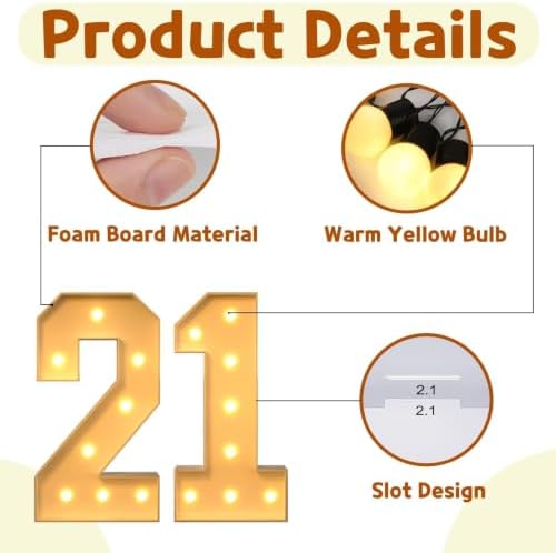 imprsv 21 Marquee Numbers, 3FT Light Up Numbers for 21st Birthday Decor - Image 4
