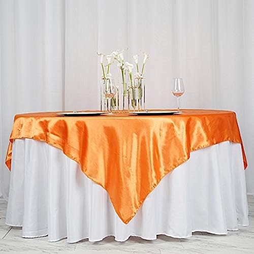 BalsaCircle 10 pcs 72x72 inch Orange Square Tablecloth Satin Fabric Overlays Linens | Table Cloths Cover for Wedding Party Banquet Reception Events Decoration Kitchen Dining Events Kitchen Dining - Image 6