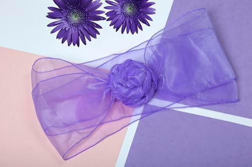 MDS Pack of 75 Organza Chair Sashes for Wedding & Event Décor – Lavander - Image 5