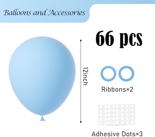 Voircoloria 66pcs Light Blue Baby Blue Latex Party Balloons, 12inch - Image 2
