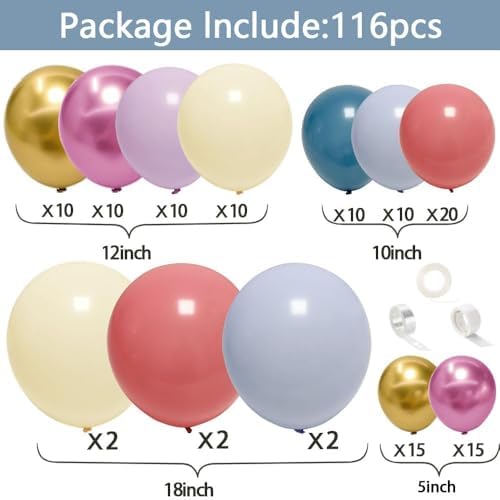 Pastel Balloon Garland Kit Rose Gold Purple Chrome Metallic Dusty Pink Rose Blue Macaron Yellow Balloon Arch Kit for Birthday Baby Shower Garden Party Wedding Wild Flower Picnic Decoration - Image 3