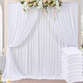 40ft×10ft Wrinkle Free White Backdrop Curtain for Parties, 8 Panels Polyester Photo Backdrop Drapes Back Drop Cloth Draping Fabric for Weddings Birthday Photography Background Baby Shower by ENJOYYOURPARTY