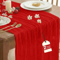 2 Pack Red Cheesecloth Table Runner for Fall Christmas Party Decor by IVAPUPU