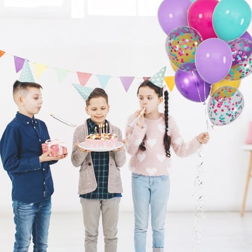 68Pcs Pink Purple Blue Balloon 12 Inch Confetti Balloons Yellow Teal Balloon for Kids Birthday Baby Shower Magic Theme Decoration Engagement Party Supplies. - Image 6