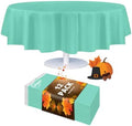 Grandipity Plastic Table Cloth Disposable 12 Pack 84" Round Aqua by Grandipity