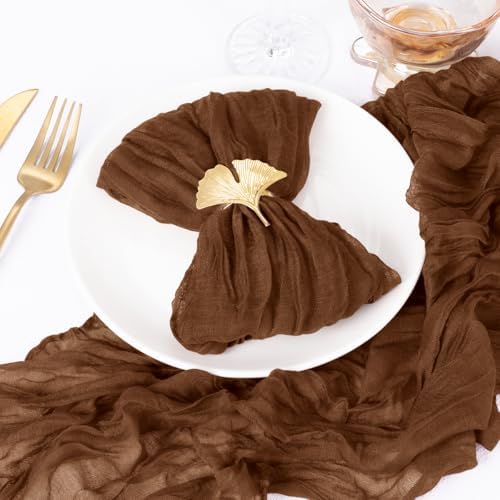 DeZerlor Brown Washable Cheesecloth Napkins Set of 20 for Wedding Party - Image 2