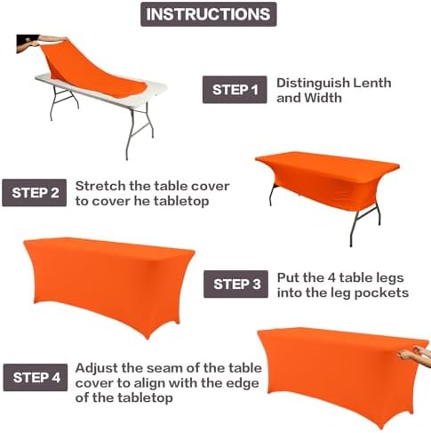 IVAPUPU 6FT Table Cloth for Rectangular Spandex Orange Table Cover - Image 4