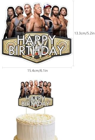 Wrestling Birthday Decorations, Wrestling Party Supply include Happy Birthday Banner, Cake Topper, Cupcake Toppers, Balloons for Kids Adults Party Decorations (Black) - Image 5