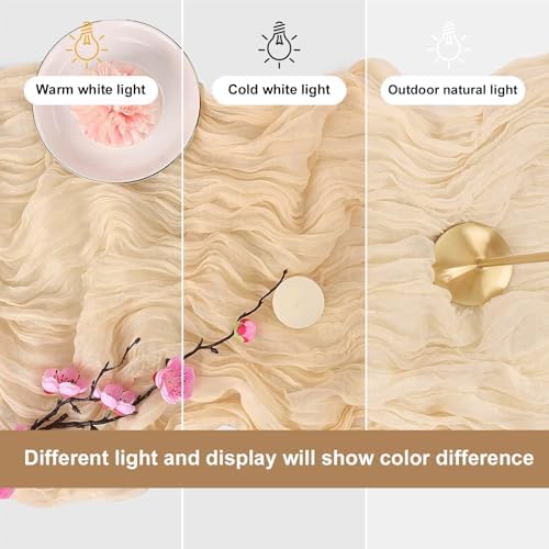 12 Pack Beige Cheesecloth Table Runner, 35x120 Inch Summer Gauze Cheese Cloth Table Runners 10 FT Beige Table Runner for Wedding Baby Shower Birthday Party Table Decors - Image 6