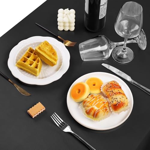 TURSTIN 4 Pack Black Satin Tablecloth 102 x 58 Inch Overlay Table Cover - Image 5