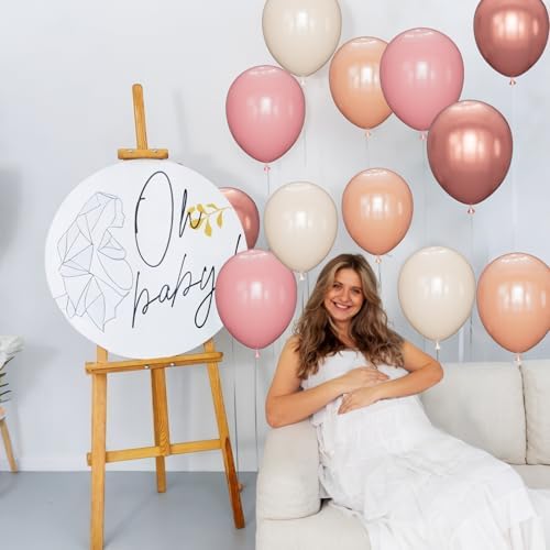 68 Pcs Retro Pink Nude Party Balloons 12Inch Dusty Pink Metallic Rose Gold Balloon Beige Blush Latex Ballons for Girls Birthday Wedding Baby Shower Party Decorations. - Image 5