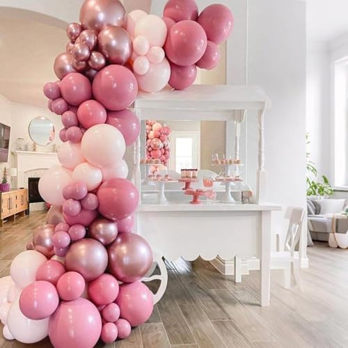 Pink Balloon Arch Kit, 112 PCS Pink and Hot Pink Pastel Pink Metallic Balloons Garland with Explosion Star Heart Foil Balloons for Girls Birthday Bridal Valentine's Day Princess Party Decorations - Image 5