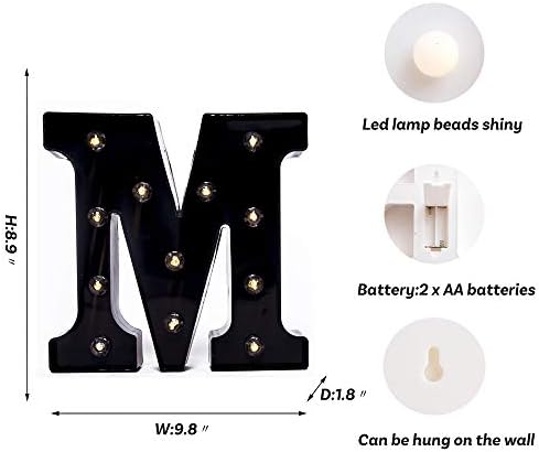 Foaky Black LED Marquee Number Lights Sign Light Up Marquee Number Lights Sign for Night Light Wedding Birthday Party Battery Powered Christmas Lamp Home Bar Decoration - Image 3
