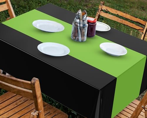 Oudain 3 Pcs Plastic Disposable Table Cloth 54" x 108", Green, Black - Image 4
