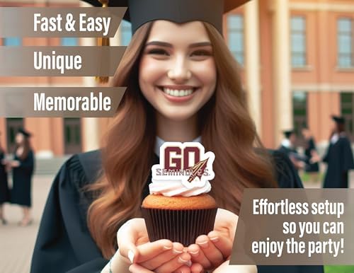 FSU Merch Party Supplies Banner Cupcake Toppers Grad Football 42 Pc - Image 3