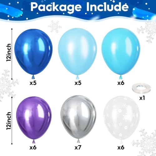 Snowflake Balloons, Pastel Blue Metallic Purple Silver Balloon with Snowflake Latex Balloons Birthday Party Decorations for Girls Birthday Baby Shower Winter Wonderland Christmas Party Supplies - Image 2