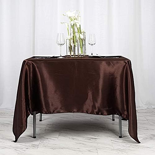 10 pcs 72x72 inch Chocolate Brown Square Tablecloth Satin Fabric Overlays Linens | Table Cloths Cover for Wedding Party Banquet Reception Events Decoration Kitchen Dining Events Kitchen Dining - Image 4
