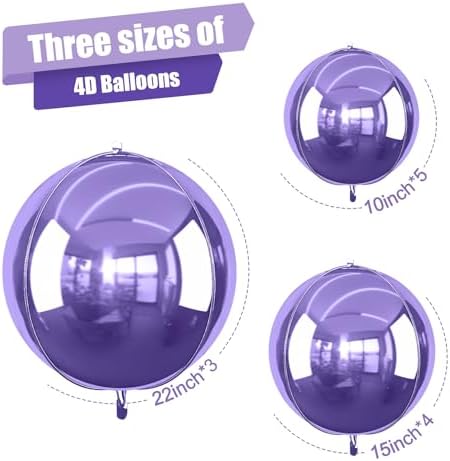 12PCS Purple Round Foil Balloons 22" 15" 10" Large Metallic Balloons - Image 2