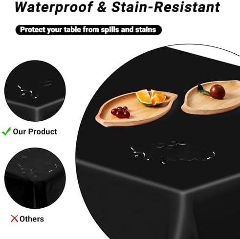 2 Pack Picnic Table Cover, 108 x 54 Inches Black Plastic Tablecloth, Decorative Black Rectangle Tablecloth Disposable Tablecover Party Table Cloth, Waterproof Decor Party Supplies for Outdoor Indoor - Image 3