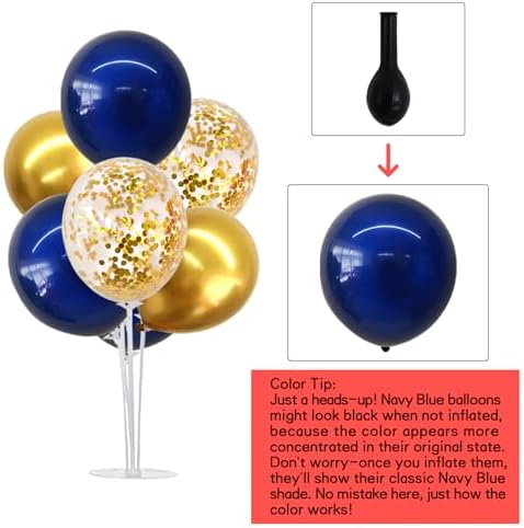 TONIFUL 6 Set Navy Blue Gold Balloons Stand Balloon Centerpieces for Table - Image 2