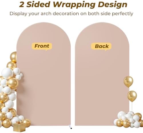 6.6 ft Arch Backdrop Cover Nude Blush- Double-Sided Spandex Arch Covers Stretchy Backdrop for Balloon Arches Birthday Party Baby Shower Banquet Wedding Photo Background - Image 3