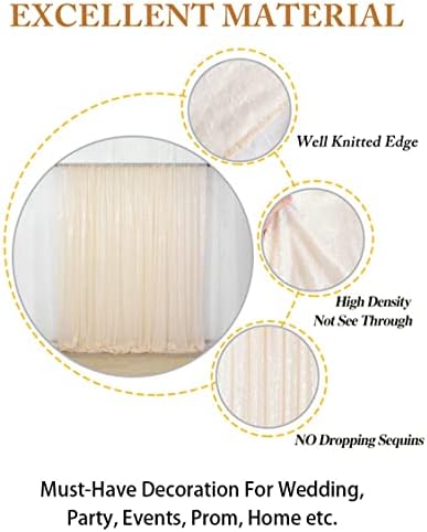 ShinyBeauty PHOTOBOOTH Background Choice-7FTx7FT-Ivory-Sequin Photography Backdrop Curtains for Wedding - Image 5