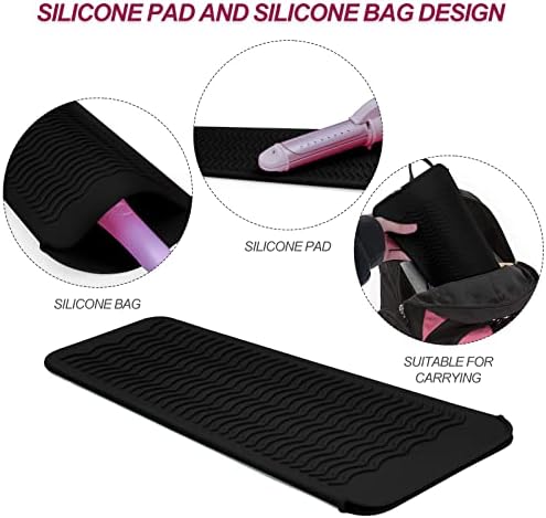 Silicone Heat Resistant Mat Pouch for Hair Straightener,Curling Iron, Black - Image 2