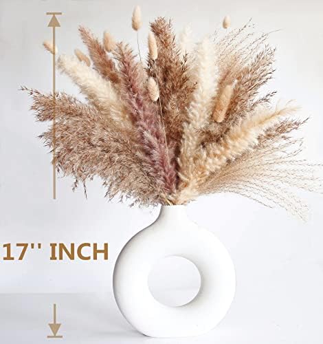 Natural Dried Pampas Grass Decor - 110 Pcs, Contains White Bunny Tails, Artificial Flowers for Bathroom, Office and Baby Shower Decor - Image 4