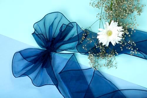 MDS Pack of 125 Organza Chair Sashes for Wedding & Event Décor – Navy Blue - Image 5