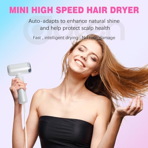Mini Hair Dryer, High-Speed Blow Dryer with 110,000RPM Brushless Motor, Magnetic Diffuser, Negative Ionic Technology for Fast Drying, Compact & Lightweight for Home & Travel (White) - Image 6
