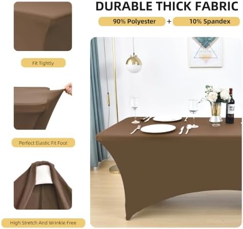 2-Pack 6ft Spandex Table Covers for Rectangle Standard Folding Tables - Wrinkle Resistant Stretch Tablecloths - Ultimate Fitted Table Protector for Parties, Trade Shows, Banquet - Image 5