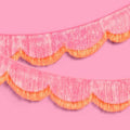 xo, Fetti Pink and Orange Scallop Fringe Banner | Bachelorette Party, Birthday, Summer Decor, Iridescent, Fiesta, Girly, Photo Prop, Backdrop by xoFetti