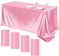 TURSTIN 4 Pack Pink Satin Tablecloth 102 x 58 Inch Overlay Table Cover by TURSTIN