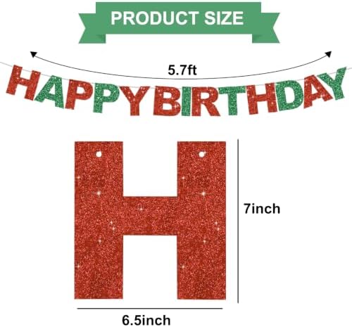 BEISHIDA Pre-Strung Red Green Happy Birthday Banner Party Sign Decoration - Image 2