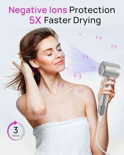 Hair Dryer, High-Speed Ionic Low Noise Blow Dryer with Brushless Motor for Fast Drying, Thermo-Control Quiet Compact Hair Blow Dryer with Magnetic Diffuser for Curly Hair for Home Travel Salon - Image 2