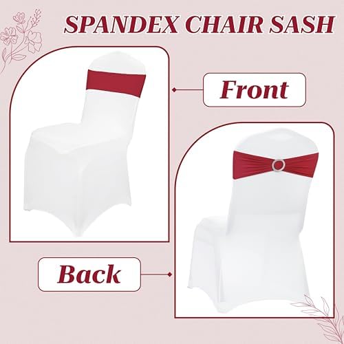 MDS Pack of 150 Spandex Chair Sashes for Wedding Party & Event – Apple Red - Image 4