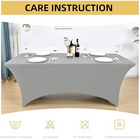 2-Pack 4ft Spandex Table Covers for Rectangular Folding Tables - Wrinkle Resistant Stretch Tight Table Cloths - Ultimate Fitted Table Protector for Parties, Banquet, and Wedding - Image 6