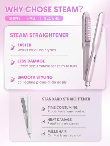SHEGLAM Steam Flat Iron Hair Straightener 1.5" Ceramic Flat Iron with Combs - Image 6