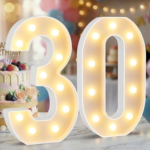 12.6 Inch Marquee Light Up Numbers 30 for Party Decorations by NANXU
