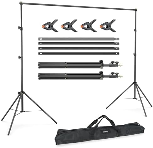 LINCO Lincostore Backdrop Support Stand Kit 10x6.5ft Adjustable Photography Studio Photo Background Support System with Carrying Bag for Green Screen Muslin, 4171 (10ft Wide 7ft high) by LINCO
