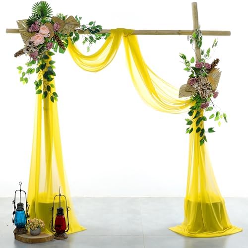 Pack of 1 Wedding Arch Drape Panel Fabric 30" x 100ft - Yellow - Image 2