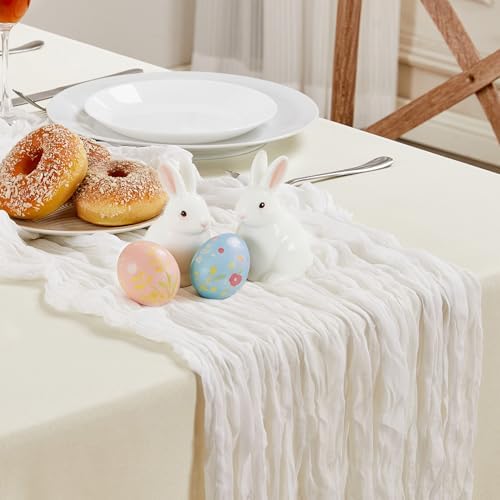 White Cheesecloth Table Runner 35×120Inch Fall Boho Wedding Home Decor - Image 4