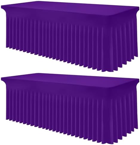 Smiry 2 Pack Spandex Elastic Fitted Table Cloth Skirt for 6FT Table by Smiry