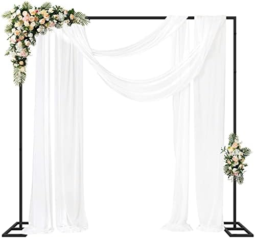 Fomcet 8FT x 8FT Backdrop Stand Heavy Duty with Base, Black Portable Adjustable Pipe and Drape Backdrop Stand Kit, Square Metal Arch Party Frame for Wedding Birthday Parties Banquet Decorations by Fomcet