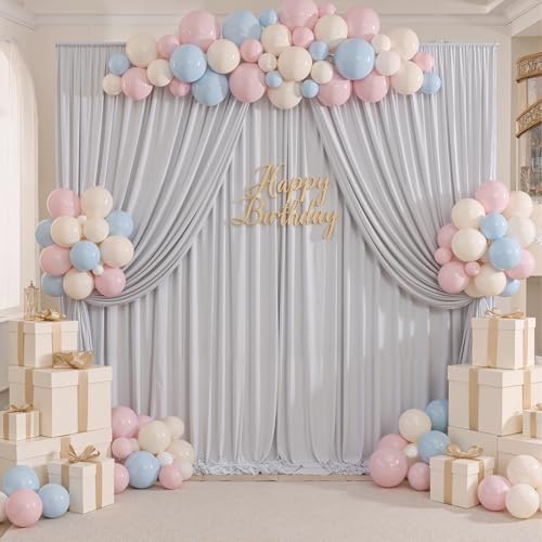 20ft x 10ft Wrinkle Free Silver Backdrop Curtain for Parties, Thick Polyester Backdrop Drapes for Wedding Space Birthday Party Background Baby Shower Decor - Image 4