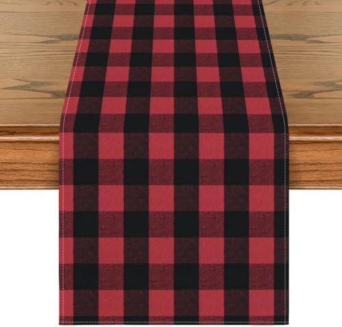 Artoid Mode Red and Black Buffalo Check Summer Table Runner 13x36 Inch by ArtoidMode