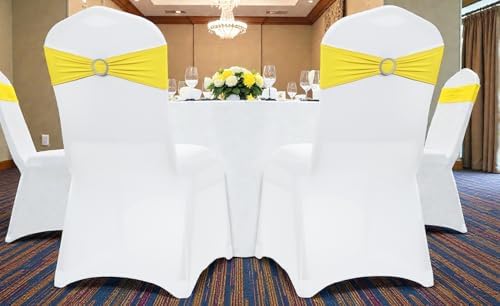 MDS Pack of 250 Spandex Chair Sashes for Wedding Party & Event – Yellow - Image 6