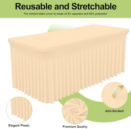 Smiry Spandex Elastic Fitted Table Cloth Skirt for 4FT Rectangle Table - Image 2